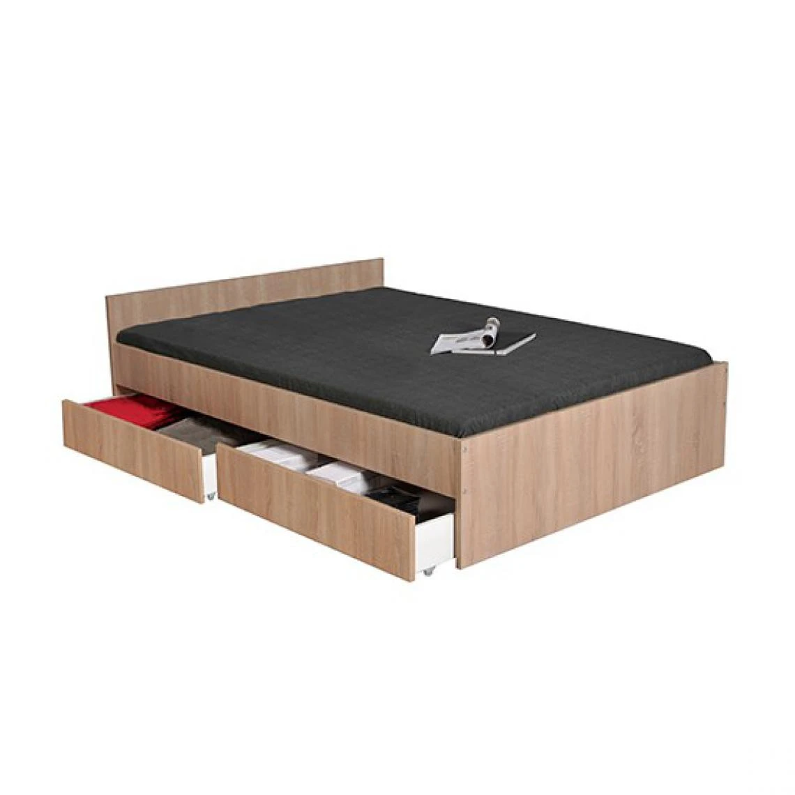 Le Quai Des Affaires Lit KAPPA 140x190 Cm + 2 Tiroirs / Chêne Blanchi 4 Le Quai Des Affaires Lit KAPPA 140x190 Cm + 2 Tiroirs / Chêne Blanchi – Image 2