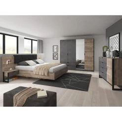 Vente-unique Lit Avec Chevets 160 X 200 Cm - Avec LEDs - Coloris : Naturel Et Anthr... 8 Vente-unique Lit Avec Chevets 160 X 200 Cm - Avec LEDs - Coloris : Naturel Et Anthr... -magasin Vente-unique lit laonile 11919444 31546868 1140x1140