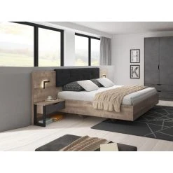 Vente-unique Lit Avec Chevets 160 X 200 Cm - Avec LEDs - Coloris : Naturel Et Anthr... 9 Vente-unique Lit Avec Chevets 160 X 200 Cm - Avec LEDs - Coloris : Naturel Et Anthr... -magasin Vente-unique lit laonile 11919444 31546870 1140x1140