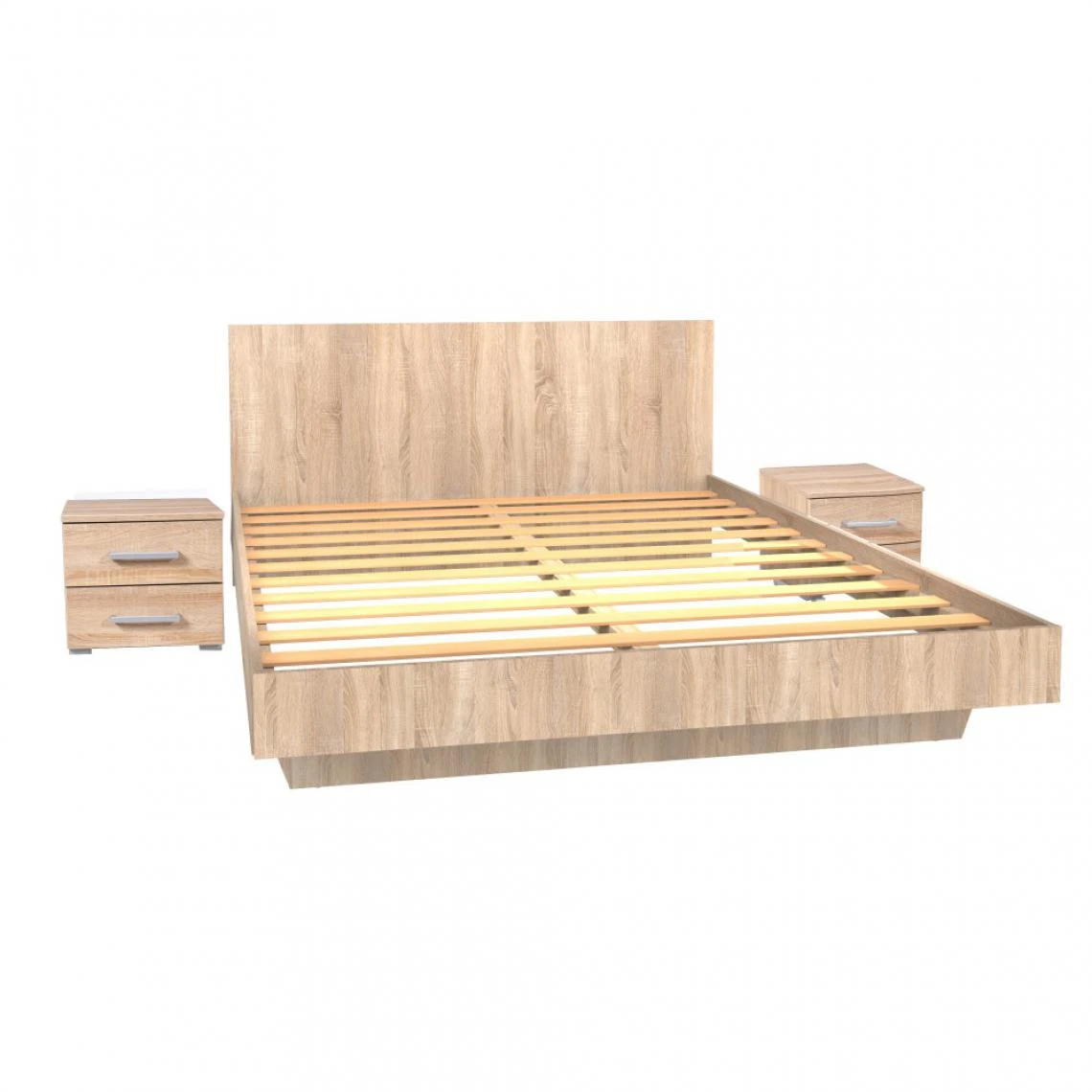 Le Quai Des Affaires Lit LOFT 140x190 + 2 Chevets + Sommier + Tête De Lit / Chêne Blanchi 4 Le Quai Des Affaires Lit LOFT 140x190 + 2 Chevets + Sommier + Tête De Lit / Chêne Blanchi – Image 2