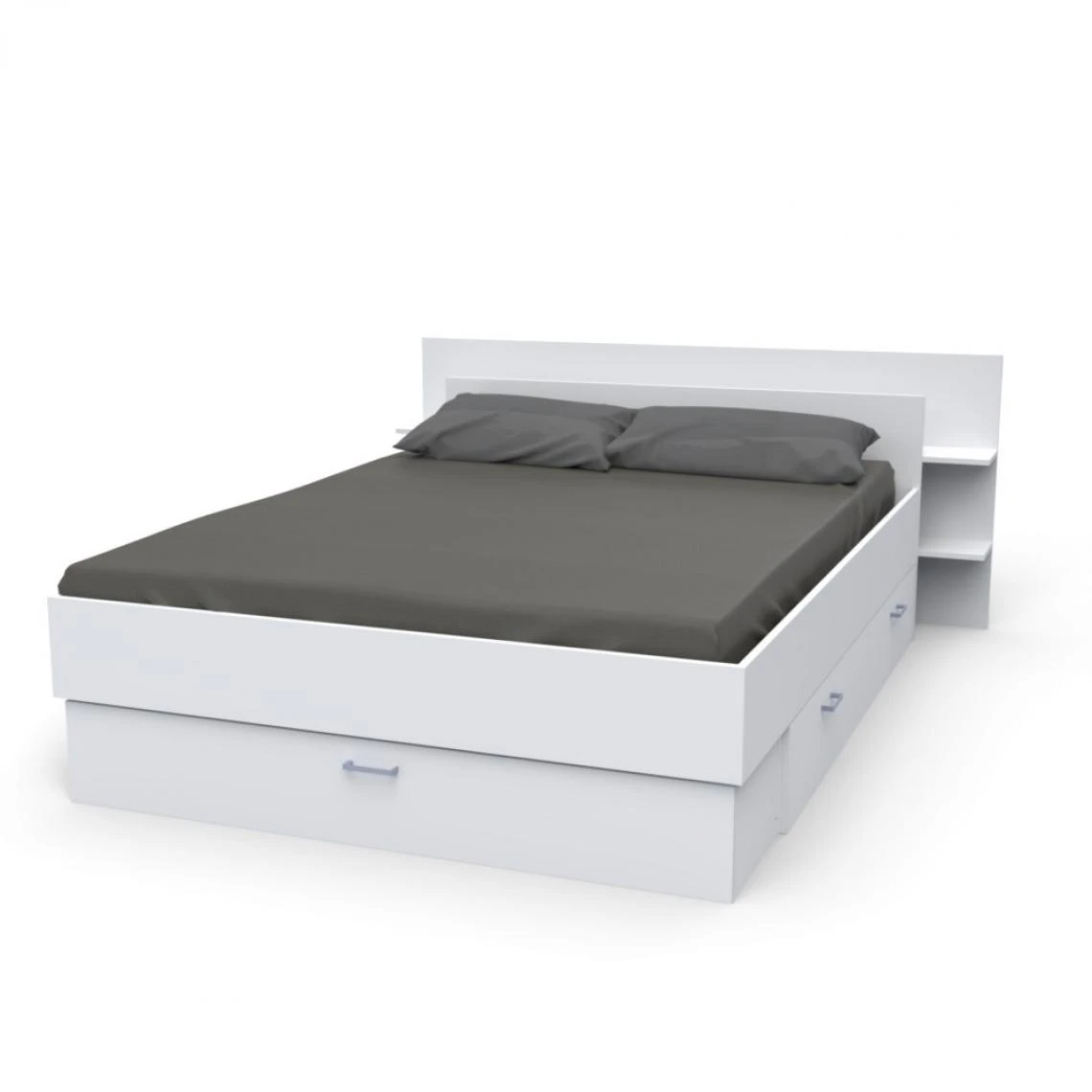 Le Quai Des Affaires Lit SAMBA 140x190cm + Tête De Lit + 2 Tiroirs / Blanc 4 Le Quai Des Affaires Lit SAMBA 140x190cm + Tête De Lit + 2 Tiroirs / Blanc – Image 2