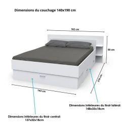 Le Quai Des Affaires Lit SAMBA 140x190cm + Tête De Lit + 2 Tiroirs / Blanc 10 Le Quai Des Affaires Lit SAMBA 140x190cm + Tête De Lit + 2 Tiroirs / Blanc -magasin Vente-unique lit samba 140x190cm tete de lit 2 tiroirs blanc 12023506 31845226 1140x1140