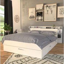 Le Quai Des Affaires Lit SAMBA 140x190cm + Tête De Lit + 2 Tiroirs / Blanc 11 Le Quai Des Affaires Lit SAMBA 140x190cm + Tête De Lit + 2 Tiroirs / Blanc -magasin Vente-unique lit samba 140x190cm tete de lit 2 tiroirs blanc 12023506 31845228 1140x1140