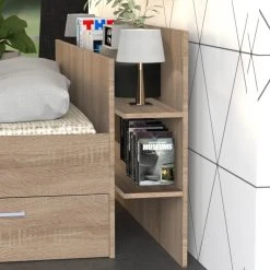 Le Quai Des Affaires Lit SAMBA 140x190cm + Tête De Lit + 2 Tiroirs / Chêne Blanchi -magasin Vente-unique lit samba 140x190cm tete de lit 2 tiroirs chene blanchi 12257582 32610724 1140x1140