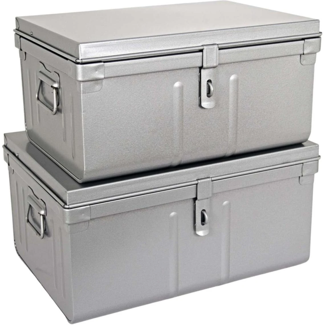 PIERRE HENRY Lot De 2 Coffres En Métal Habitat Alu. 3 PIERRE HENRY Lot De 2 Coffres En Métal Habitat Alu.