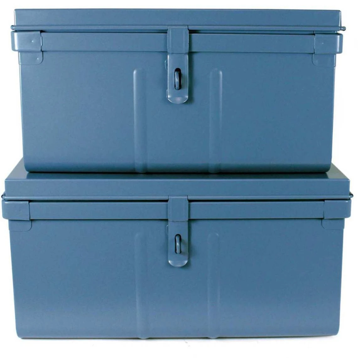 PIERRE HENRY Lot De 2 Coffres En Métal Habitat Bleu. 5 PIERRE HENRY Lot De 2 Coffres En Métal Habitat Bleu. – Image 3