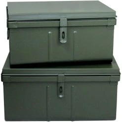 PIERRE HENRY Lot De 2 Coffres En Métal Habitat Kaki. 8 PIERRE HENRY Lot De 2 Coffres En Métal Habitat Kaki. -magasin Vente-unique lot de 2 coffres en metal habitat kaki 14075588 39092734 1140x1140