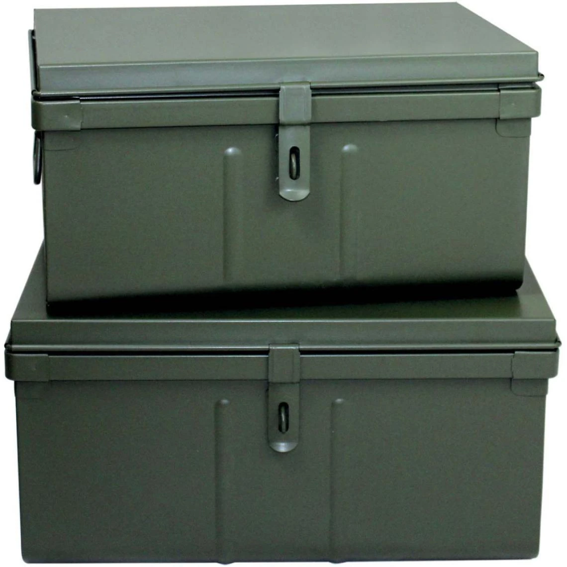 PIERRE HENRY Lot De 2 Coffres En Métal Habitat Kaki. 5 PIERRE HENRY Lot De 2 Coffres En Métal Habitat Kaki. – Image 3