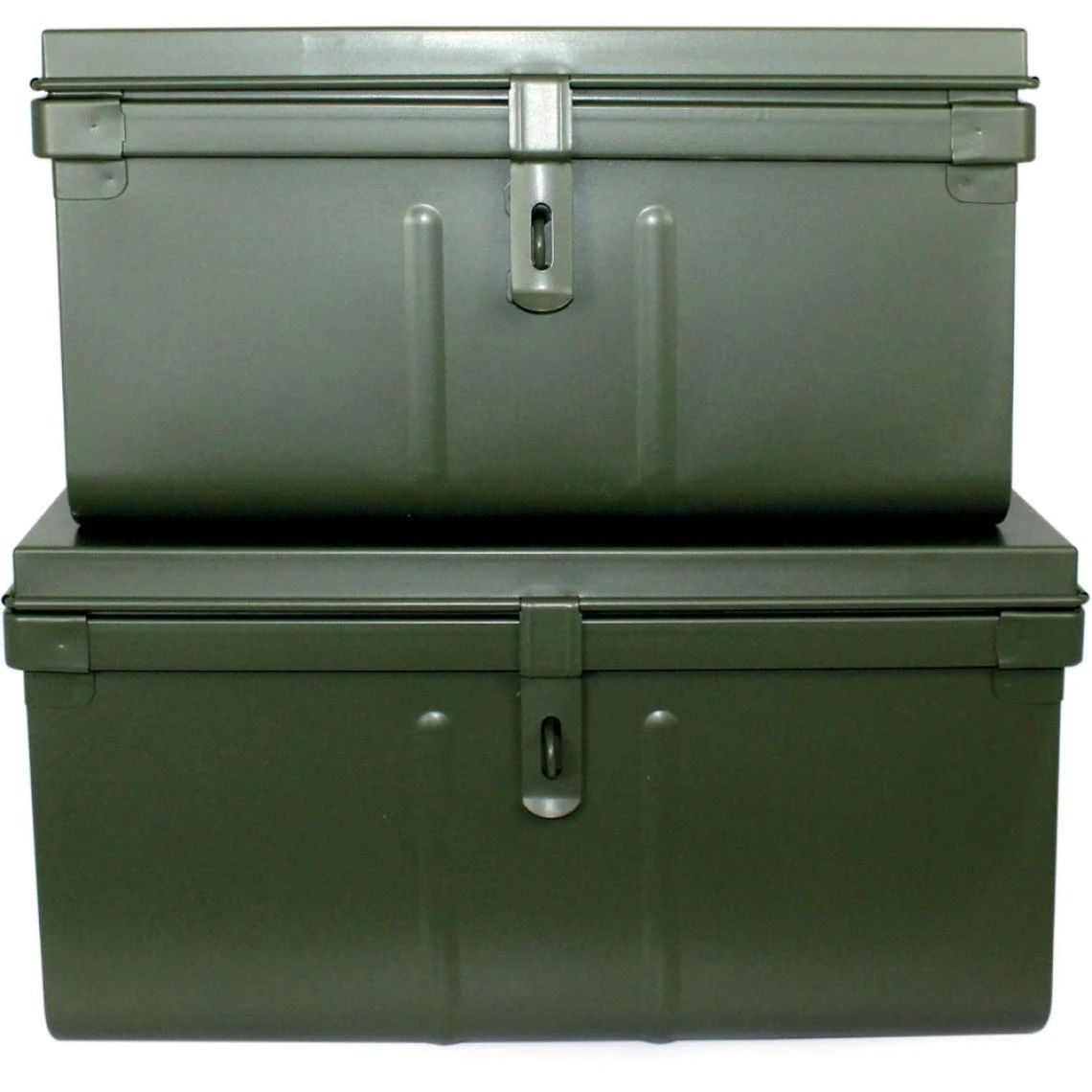 PIERRE HENRY Lot De 2 Coffres En Métal Habitat Kaki. 6 PIERRE HENRY Lot De 2 Coffres En Métal Habitat Kaki. – Image 4