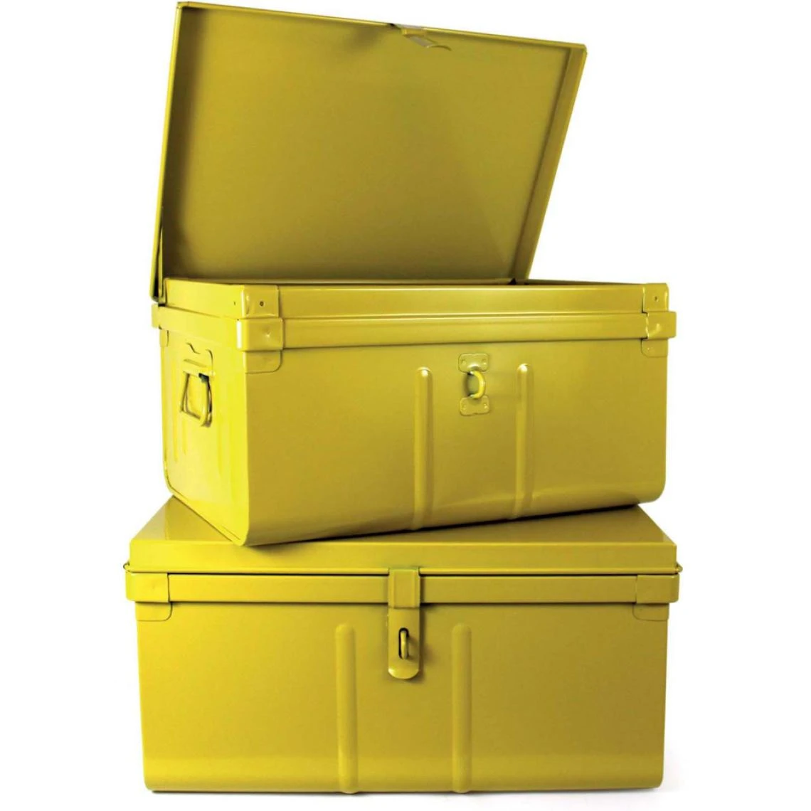 PIERRE HENRY Lot De 2 Coffres En Métal Habitat Miel. 3 PIERRE HENRY Lot De 2 Coffres En Métal Habitat Miel.