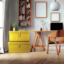 PIERRE HENRY Lot De 2 Coffres En Métal Habitat Miel. 7 PIERRE HENRY Lot De 2 Coffres En Métal Habitat Miel. -magasin Vente-unique lot de 2 coffres en metal habitat miel 14075578 39092698 1140x1140