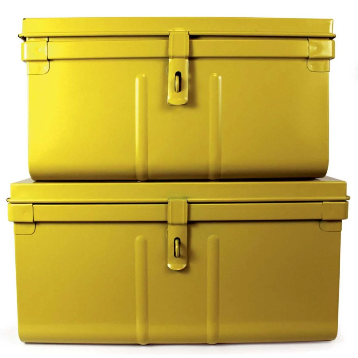 PIERRE HENRY Lot De 2 Coffres En Métal Habitat Miel. 5 PIERRE HENRY Lot De 2 Coffres En Métal Habitat Miel. – Image 3