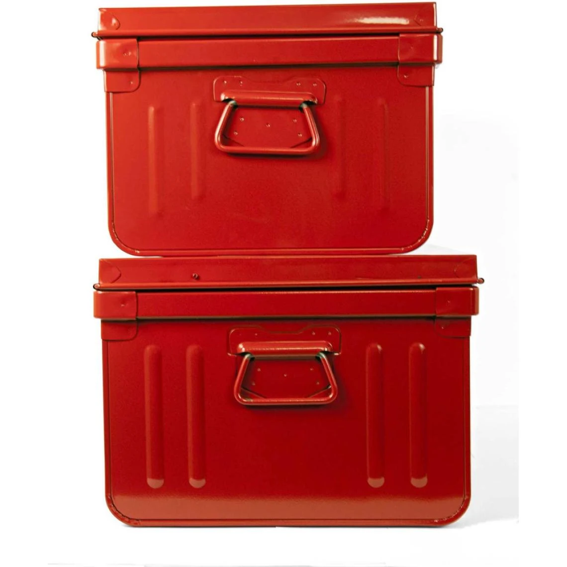 PIERRE HENRY Lot De 2 Coffres En Métal Habitat Rouge. 5 PIERRE HENRY Lot De 2 Coffres En Métal Habitat Rouge. – Image 4