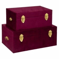 Atmosphera, Createur D'Interieur Lot De 2 Malles Night En Velours Rubis - ATMOSPHERA