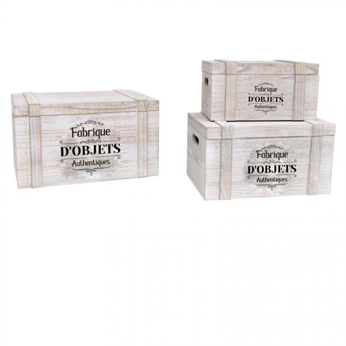 The Home Deco Factory Set De 3 Malles En Bois Authentique. 3 The Home Deco Factory Set De 3 Malles En Bois Authentique.