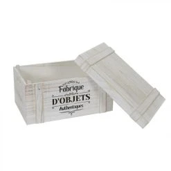 The Home Deco Factory Set De 3 Malles En Bois Authentique. 7 The Home Deco Factory Set De 3 Malles En Bois Authentique. -magasin Vente-unique lot de 3 cagettes en bois malle creuse 42cm blanc 11081154 28953946 1140x1140