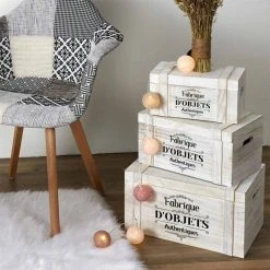 The Home Deco Factory Set De 3 Malles En Bois Authentique. 8 The Home Deco Factory Set De 3 Malles En Bois Authentique. -magasin Vente-unique lot de 3 cagettes en bois malle creuse 42cm blanc 11081154 28953948 1140x1140