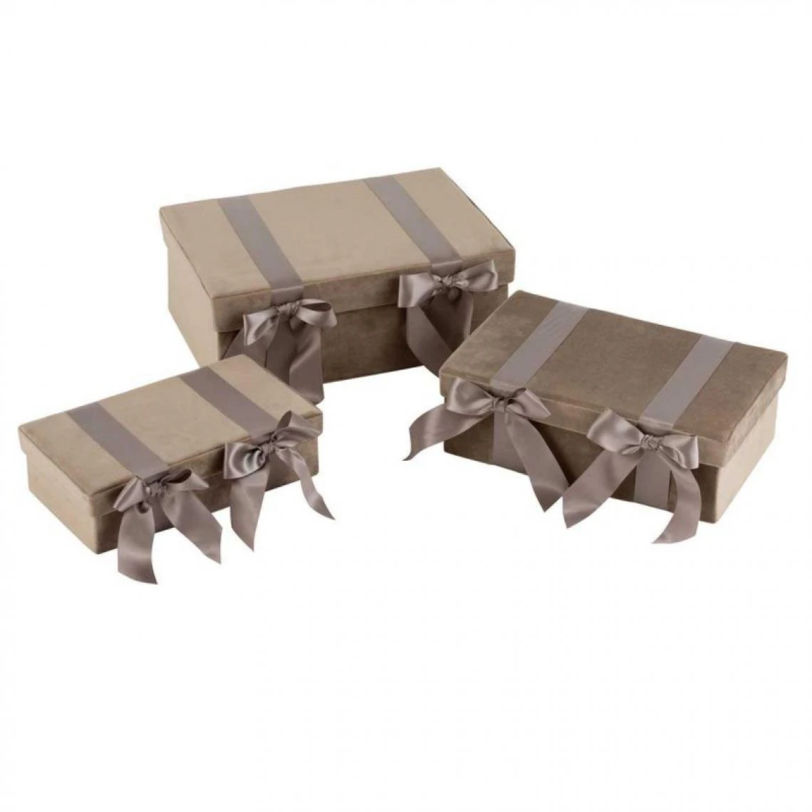 Paris Prix Lot De 3 Coffres Déco Satin 39cm Beige 3 Paris Prix Lot De 3 Coffres Déco Satin 39cm Beige