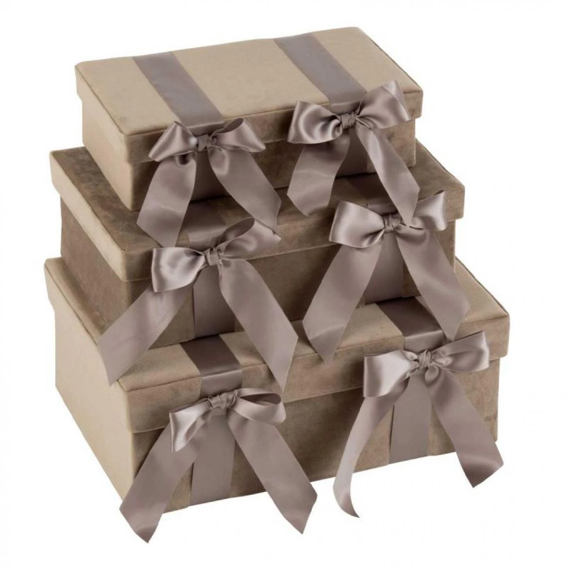 Paris Prix Lot De 3 Coffres Déco Satin 39cm Beige 5 Paris Prix Lot De 3 Coffres Déco Satin 39cm Beige – Image 3