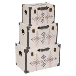 Pp No Name Lot De 3 Malles Déco Vintage Loft 57cm Beige