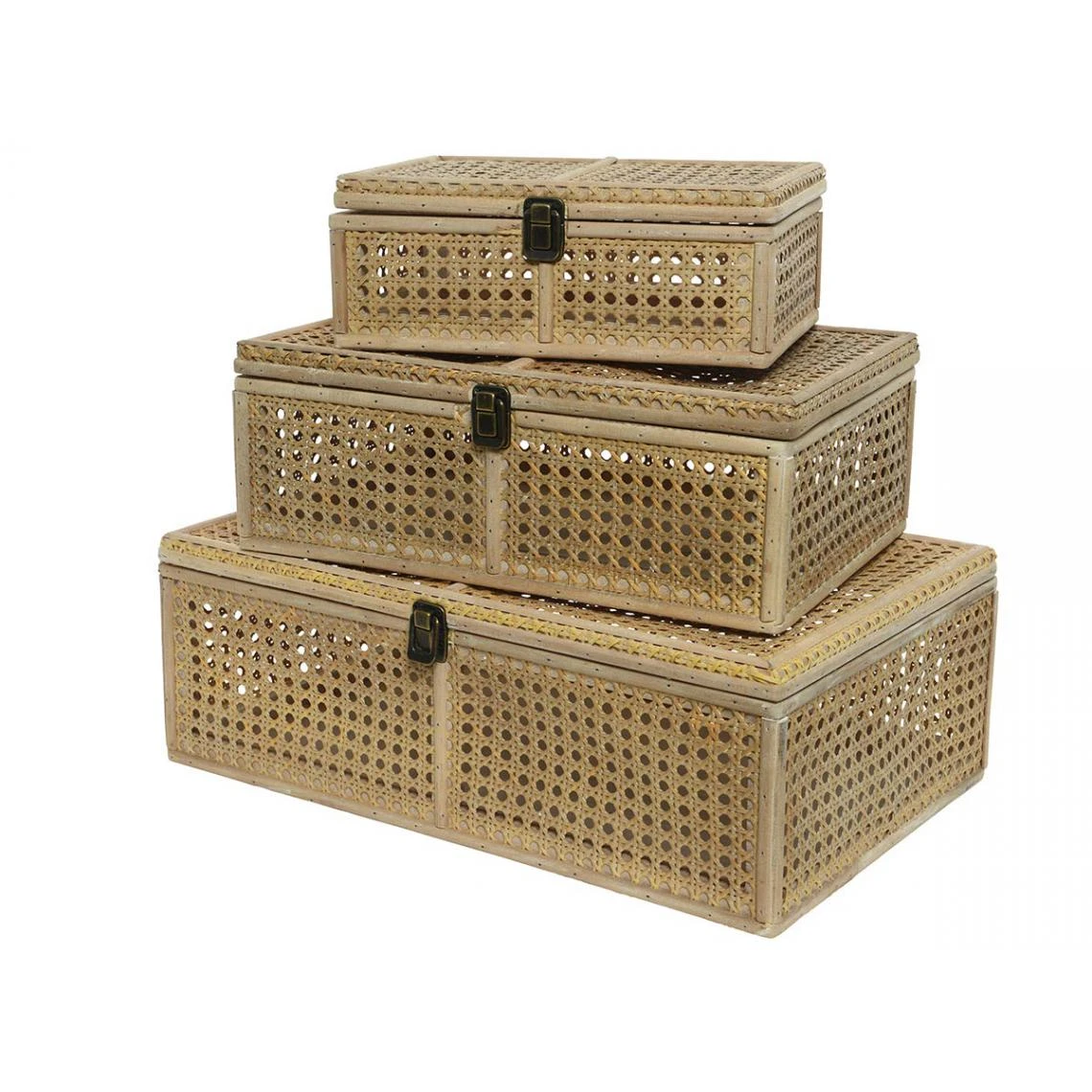 Kaemingk Lot De 3 Malles En Cannage - Nos Envies Déco 3 Kaemingk Lot De 3 Malles En Cannage - Nos Envies Déco