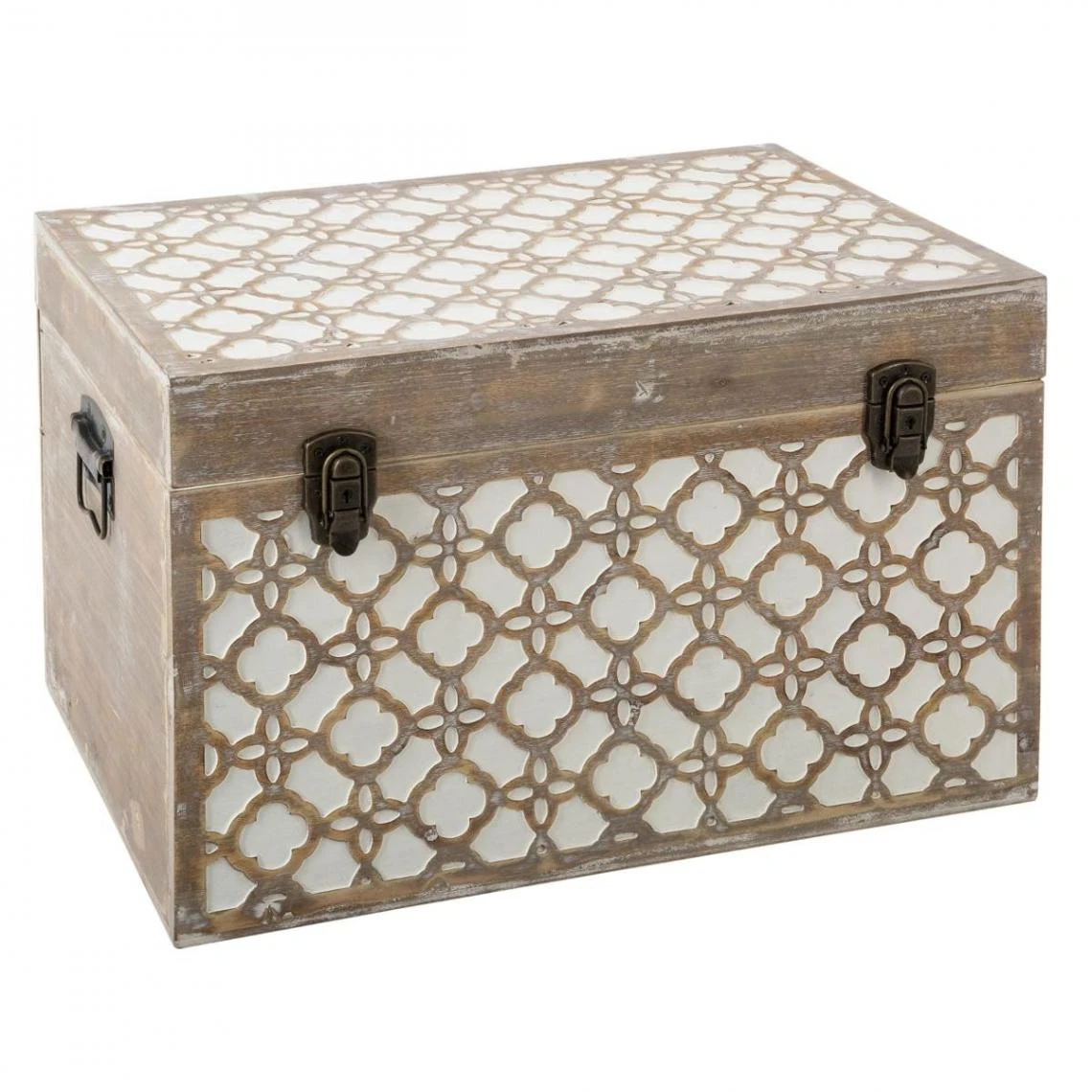 Pegane Lot De 3 Malles Rectangles En Bois Avec Poignées 4 Pegane Lot De 3 Malles Rectangles En Bois Avec Poignées – Image 2