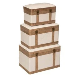 Pp No Name Lot De 3 Malles Vintage Tropique Australe 50cm Lin