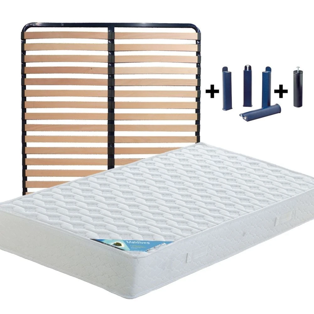 Altobuy Maldives - Pack Matelas + Lattes 160x200 + Pieds 3 Altobuy Maldives - Pack Matelas + Lattes 160x200 + Pieds