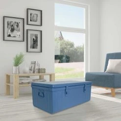 PIERRE HENRY Malle En Acier Habitat 100 Cm Bleu. -magasin Vente-unique malle en acier habitat 100 cm bleu 14063984 39052416 1140x1140