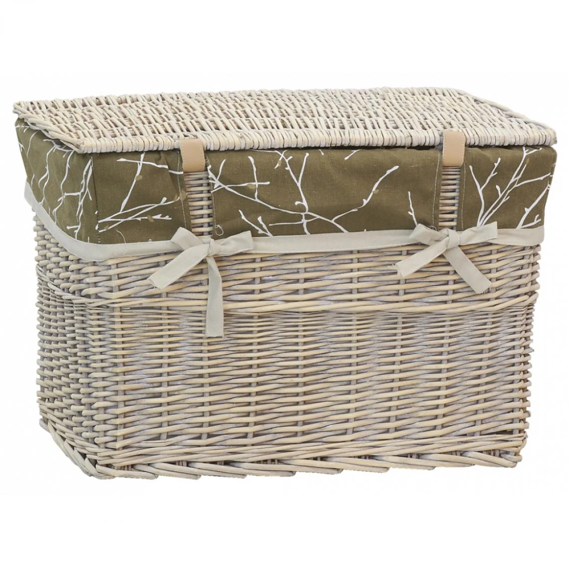 Aubry Gaspard Malle En Osier Et Doublure Florale. 5 Aubry Gaspard Malle En Osier Et Doublure Florale. – Image 3