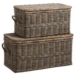 Aubry Gaspard Malle En Poelet Gris (Lot De 2).