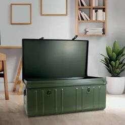 PIERRE HENRY Malle Habitat En Acier 130 Litres Kaki. 7 PIERRE HENRY Malle Habitat En Acier 130 Litres Kaki. -magasin Vente-unique malle habitat en acier 130 litres kaki 14075576 39092690 1140x1140