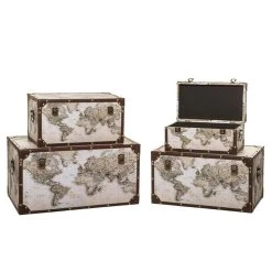 Atmosphera, Createur D'Interieur Malles Mappemonde - Lot De 4 - Atmosphera