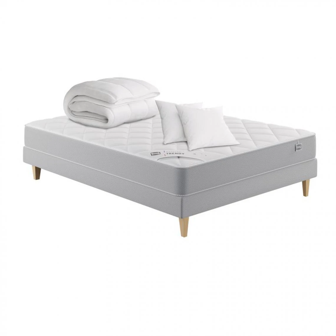 Matelas + Sommier 140x190 Cm SIMMONS + 2 Oreillers + Couette TRENDY 3 Matelas + Sommier 140x190 Cm SIMMONS + 2 Oreillers + Couette TRENDY
