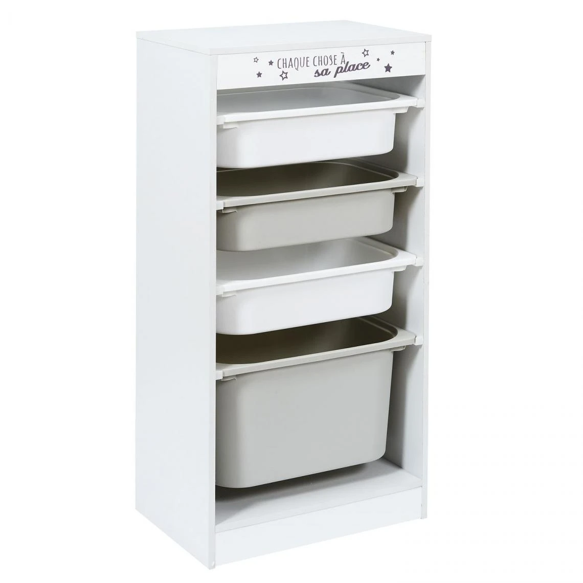 TOILINUX Meuble De Rangement Enfant Tidy à 4 Bacs - Gris Et Blanc 3 TOILINUX Meuble De Rangement Enfant Tidy à 4 Bacs - Gris Et Blanc