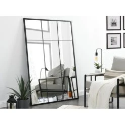 Vente-unique Miroir Fenêtre Industriel En Fer - L.105 X H.150 Cm - Noir - BELLAGIO