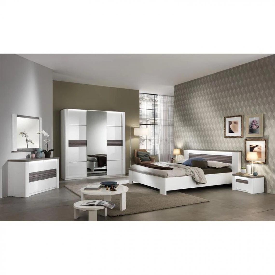 Modern Living Miroir à Poser VERTIGO Blanc Imitation Chêne Gris 4 Modern Living Miroir à Poser VERTIGO Blanc Imitation Chêne Gris – Image 2