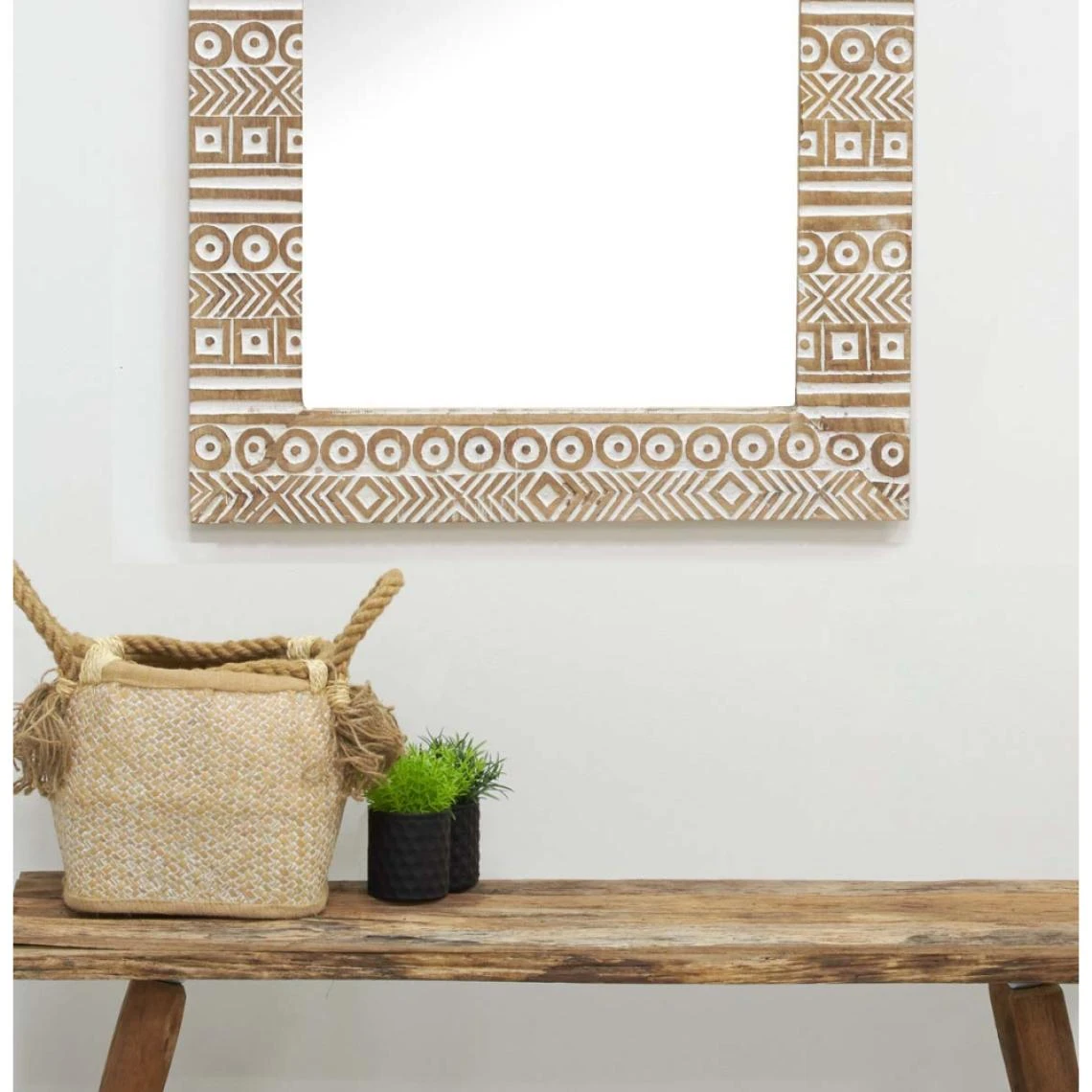 Aubry Gaspard Miroir Aztèque En Manguier Sculpté Et Blanchi. 4 Aubry Gaspard Miroir Aztèque En Manguier Sculpté Et Blanchi. – Image 2