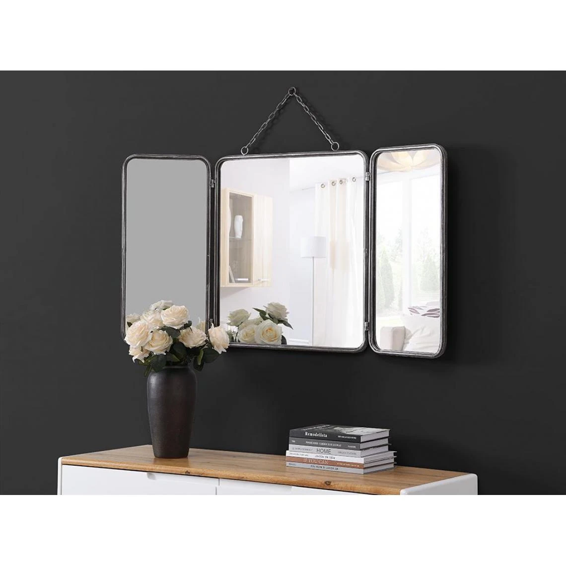 Vente-unique Miroir De Barbier Vintage En Métal CERRONE - L. 60 X H. 112 Cm - Gris... 5 Vente-unique Miroir De Barbier Vintage En Métal CERRONE - L. 60 X H. 112 Cm - Gris... – Image 3