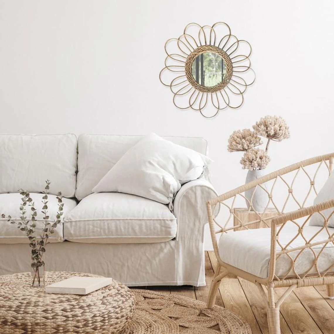 BUT Miroir D80 Cm FLEUR Naturel 4 BUT Miroir D80 Cm FLEUR Naturel – Image 2