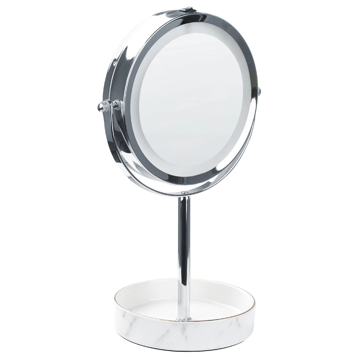 Beliani Miroir De Table Argenté Et Blanc à LED ø 26 Cm SAVOIE 6 Beliani Miroir De Table Argenté Et Blanc à LED ø 26 Cm SAVOIE – Image 4
