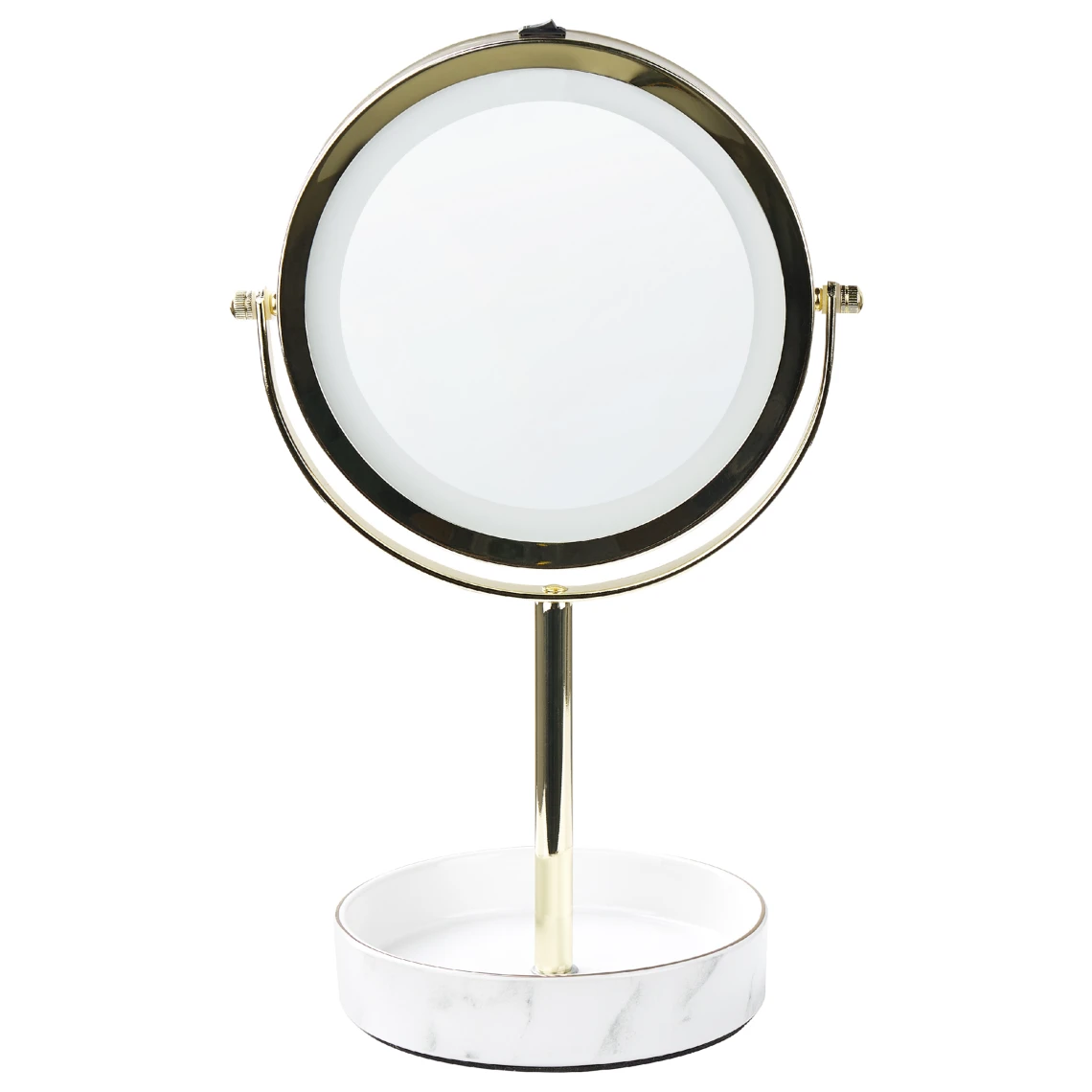 Beliani Miroir De Table Doré Et Blanc à LED ø 26 Cm SAVOIE 3 Beliani Miroir De Table Doré Et Blanc à LED ø 26 Cm SAVOIE