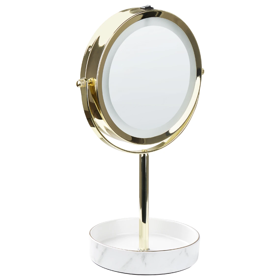 Beliani Miroir De Table Doré Et Blanc à LED ø 26 Cm SAVOIE 6 Beliani Miroir De Table Doré Et Blanc à LED ø 26 Cm SAVOIE – Image 4