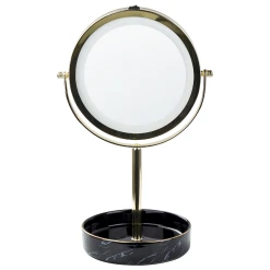 Beliani Miroir De Table Doré Et Noir à LED ø 26 Cm SAVOIE