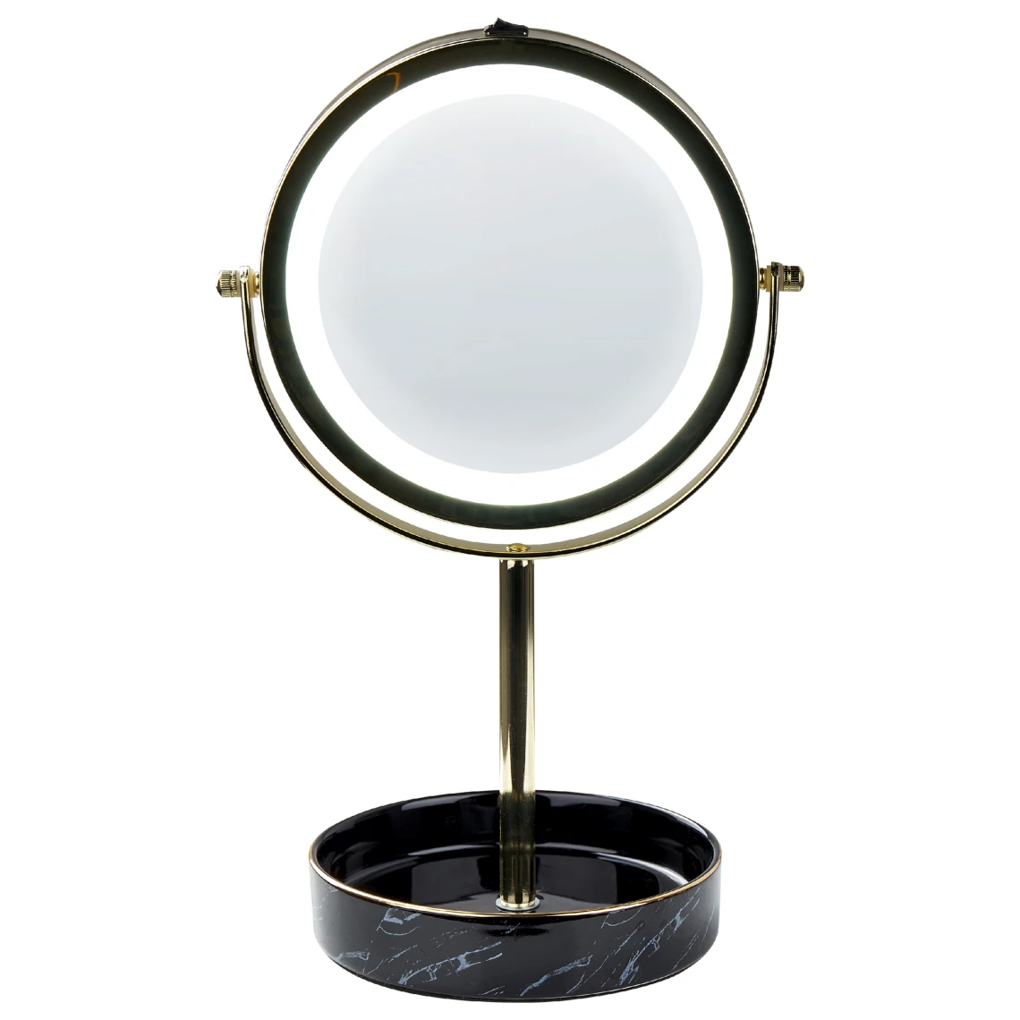 Beliani Miroir De Table Doré Et Noir à LED ø 26 Cm SAVOIE 5 Beliani Miroir De Table Doré Et Noir à LED ø 26 Cm SAVOIE – Image 3