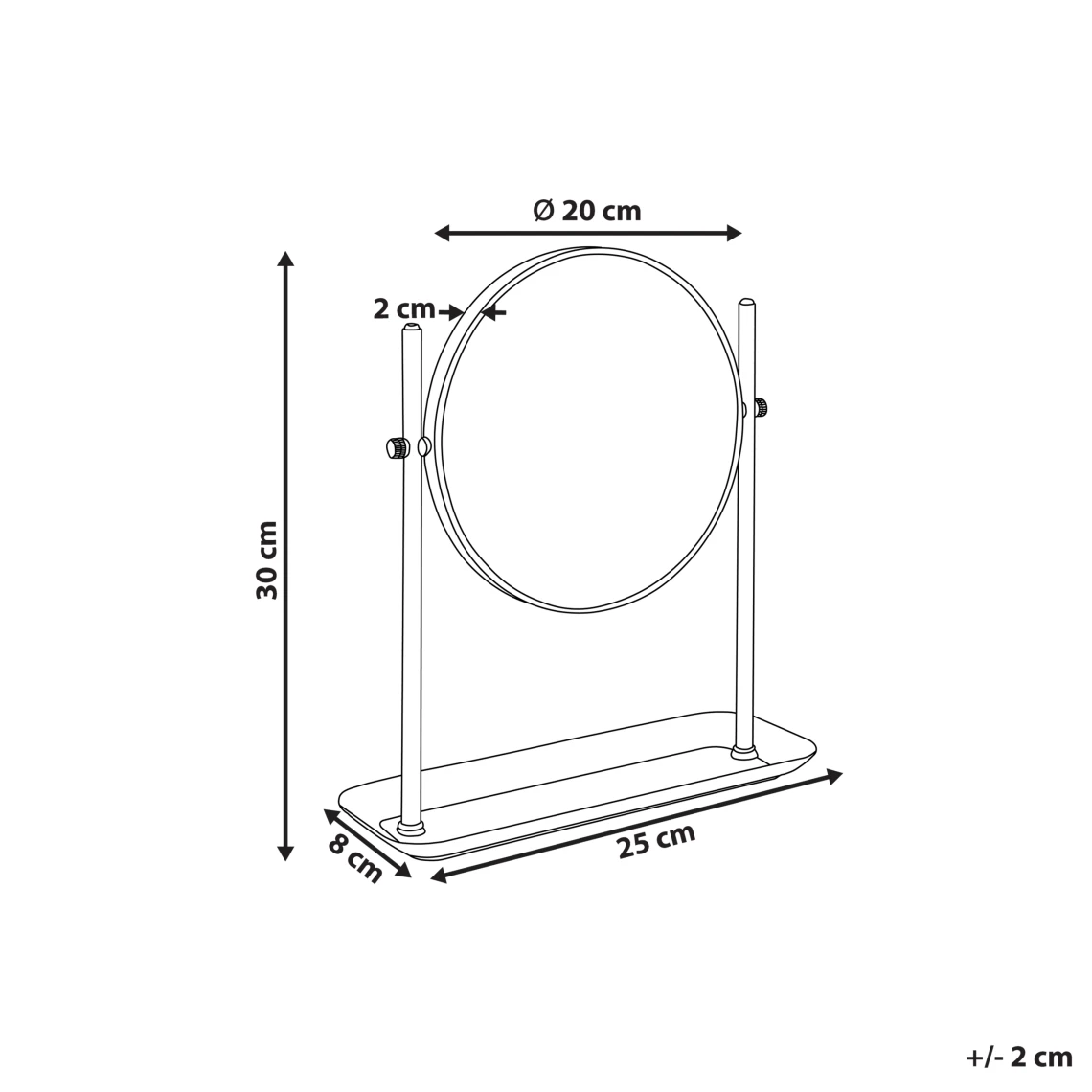 Beliani Miroir De Table Doré ø 20 Cm FINISTERE 4 Beliani Miroir De Table Doré ø 20 Cm FINISTERE – Image 2