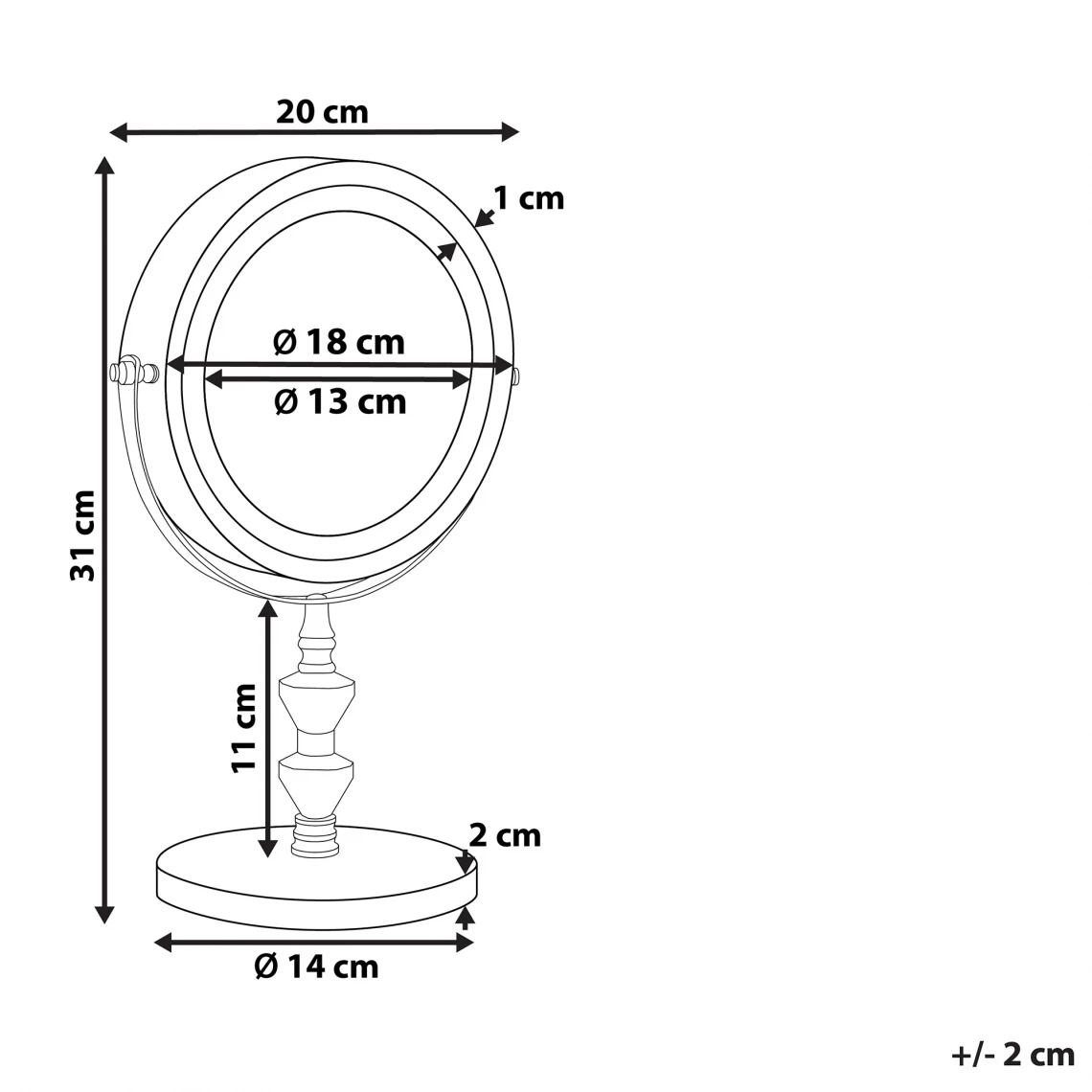 Beliani Miroir De Table Grossissant Avec LED ø 20 Cm Argenté LAON 4 Beliani Miroir De Table Grossissant Avec LED ø 20 Cm Argenté LAON – Image 2