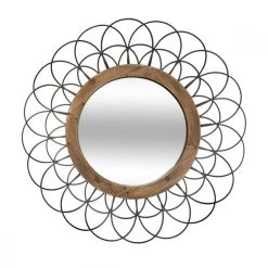 Pegane Miroir En Métal / Bois Coloris Noir - D. 90,5 X Ep. 5 Cm