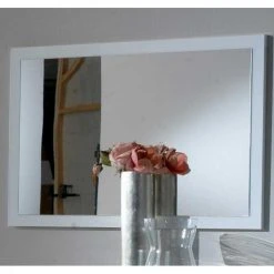 Dansmamaison Miroir Laqué Blanc Brillant - AREZZO - L 110 X L 2 X H 80 Cm