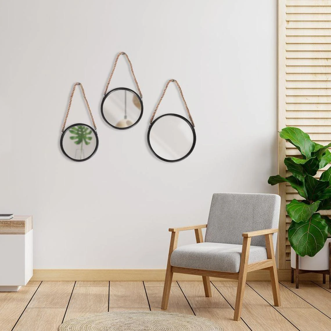 Other Miroir, Miroir Mural Rond Dans Un Cadre Noir Sur Une Ficelle, Un Ensem... 6 Other Miroir, Miroir Mural Rond Dans Un Cadre Noir Sur Une Ficelle, Un Ensem... – Image 4